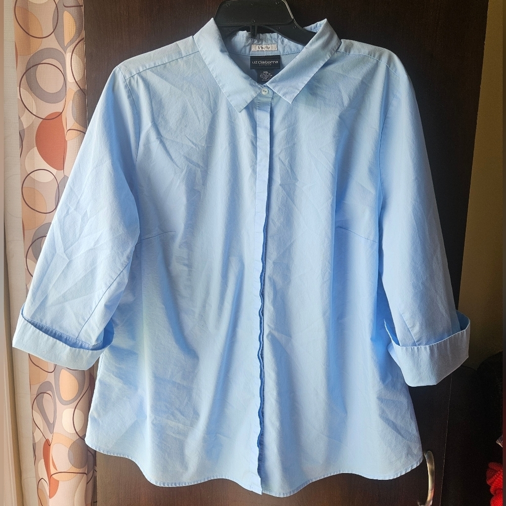 Liz Claiborne Career Light Blue Women's Dress Shirt Size Xxl